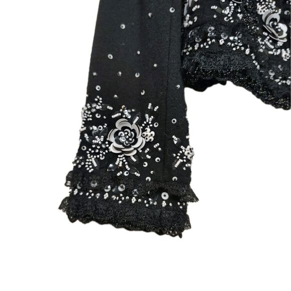 Escada Couture Womens Gala Glam Beaded Jacket 38 Black White Old Money - Picture 3 of 16